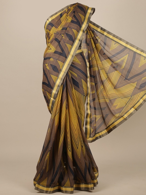 

Pothys Mustard Yellow & Blue Printed Saree