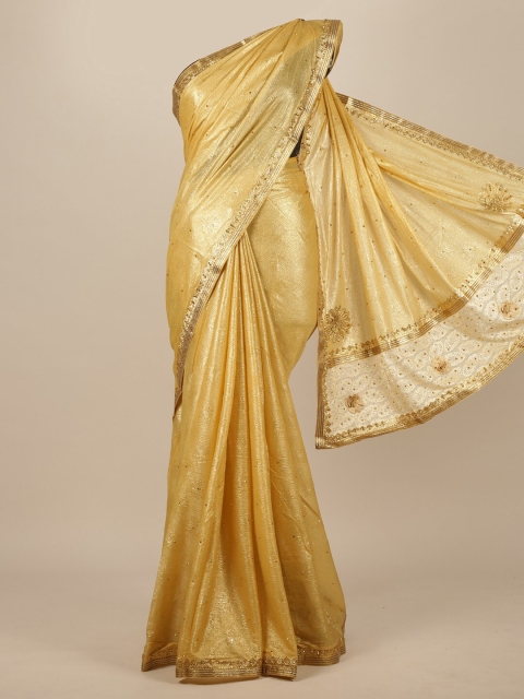 

Pothys Gold-Toned Floral Sequinned Pothys Chiffon Saree
