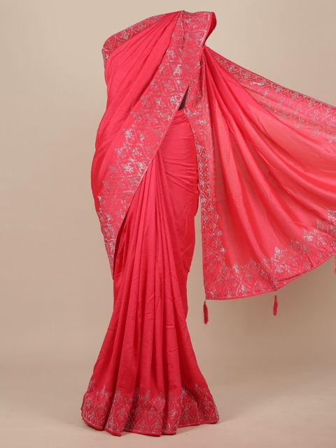 

Pothys Coral Beads and Stones Jute Silk Heavy Work Saree