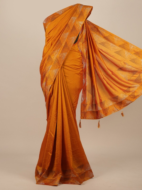 

Pothys Mustard Sequinned Jute Silk Saree