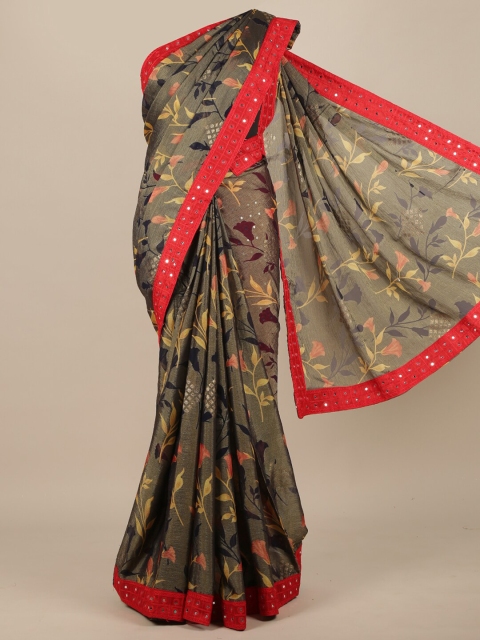 

Pothys Grey & Red Floral Saree