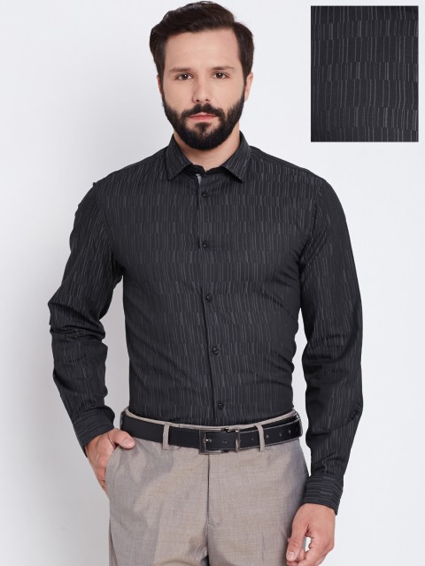 

Arrow New York Men Charcoal Grey Slim Fit Patterned Formal Shirt