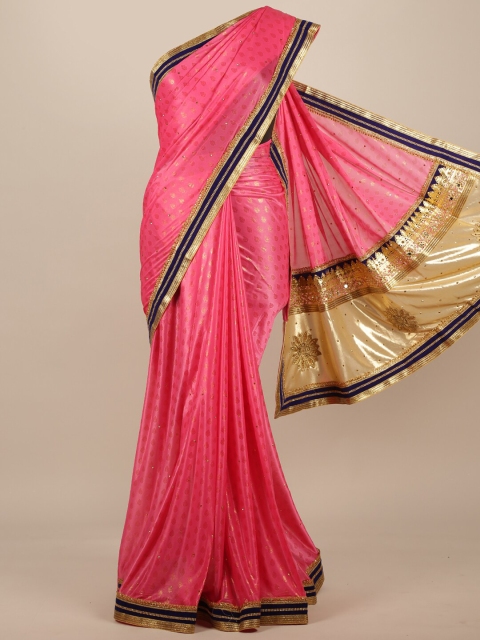 

Pothys Pink Ethnic Motifs Sequinned Saree