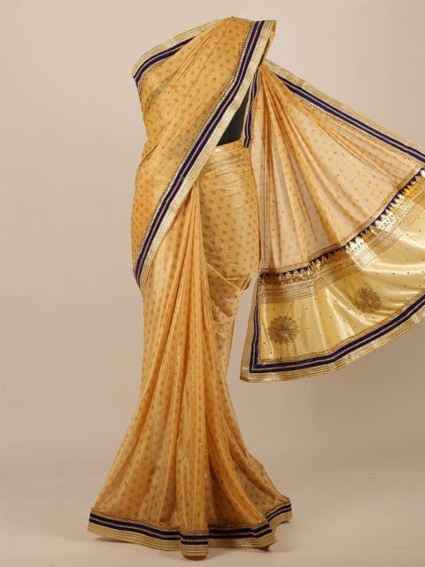 

Pothys Gold-Toned Woven Design Gotta Patti Chiffon Saree