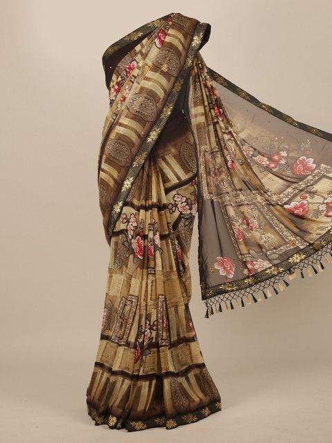 

Pothys Brown Floral Zari Saree