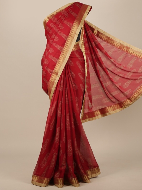 

Pothys Maroon Ethnic Motifs Saree
