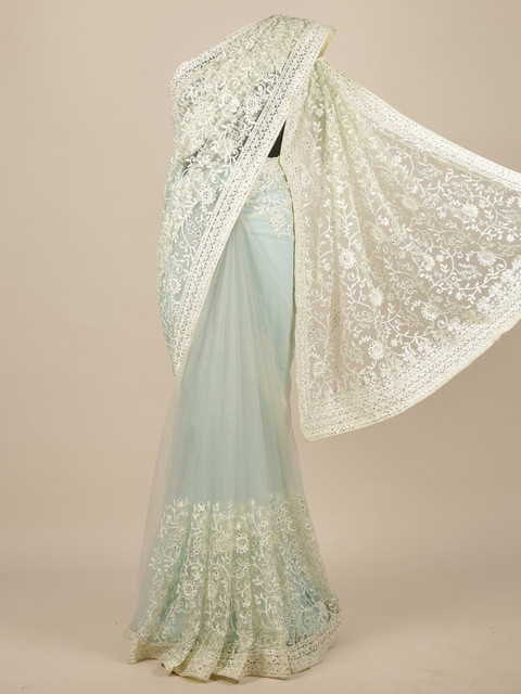 

Pothys Green Floral Embroidered Net Saree