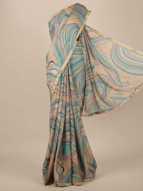 

Pothys Tan Brown & Blue Chiffon Saree