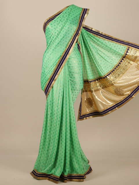 

Pothys Green Ethnic Motifs Sequinned Saree