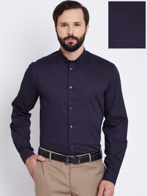 

Arrow New York Men Navy Slim Fit Printed Formal Shirt, Navy blue