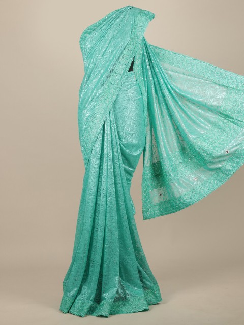 

Pothys Blue Embellished Net Saree