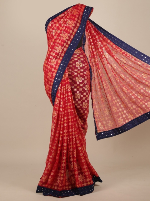 

Pothys Red & Blue Woven Design Saree