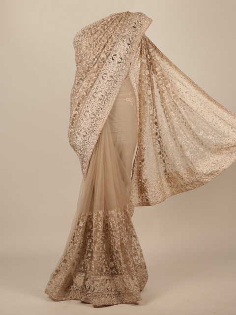 

Pothys Beige Floral Net Saree