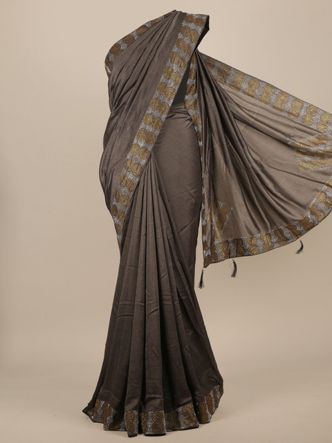 

Pothys Grey Beads and Stones Jute Silk Saree
