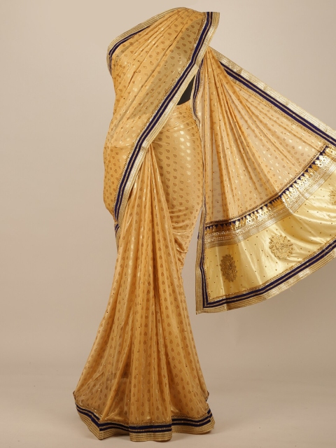 

Pothys Gold-Toned Woven Design Poly Chiffon Saree