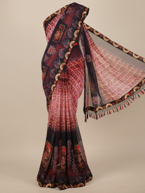 

Pothys Pink & Black Woven Design Zardozi Saree
