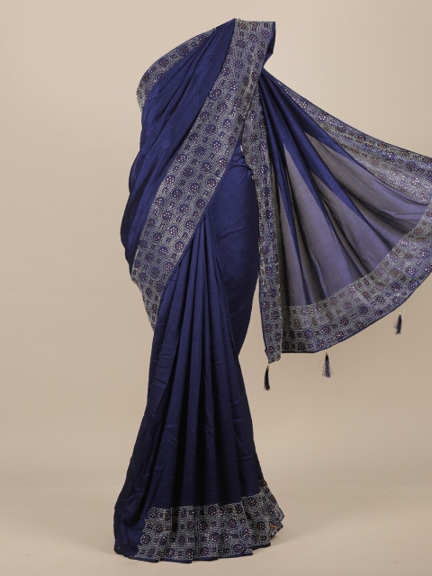 

Pothys Blue Beads and Stones Jute Silk Heavy Work Saree