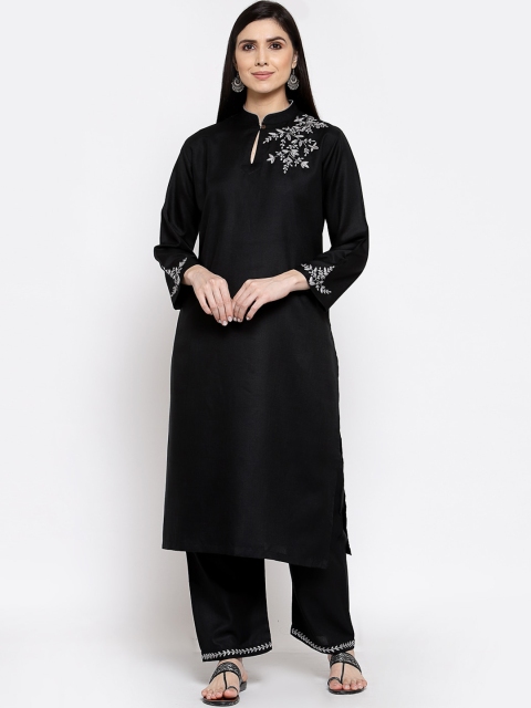 

DART STUDIO Women Black Pure Cotton Kurta with Palazzos