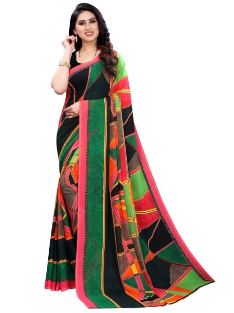 

KALINI Black & Pink Pure Georgette Saree