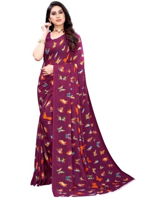 

KALINI Magenta Pure Georgette Printed Saree