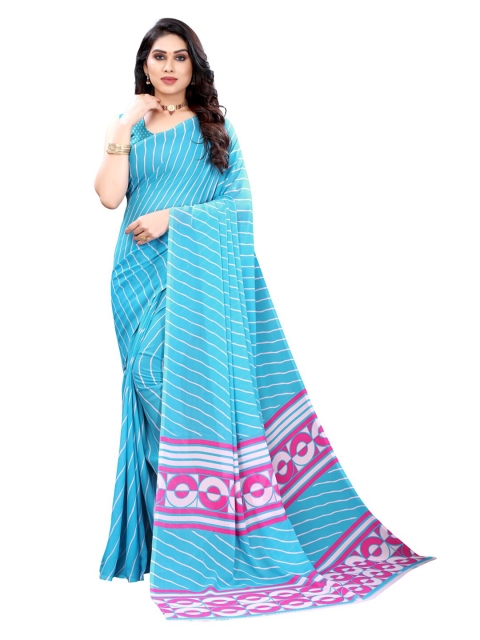 

Kalini Blue Leheriya Printed Georgette Saree With Blouse Piece