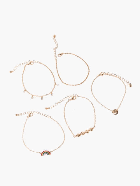 

Forever New Women Rainbow Charm Bracelet Set of 5, Gold