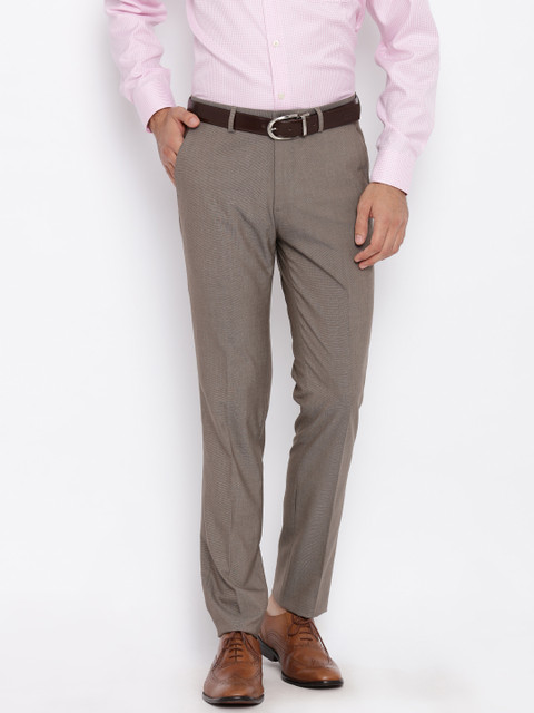 

Arrow New York Men Brown Flat-Front Trousers, Beige