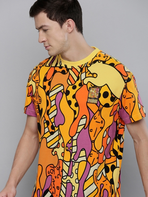 

Puma Men Yellow Printed BRITTO AOP Loose T-Shirt