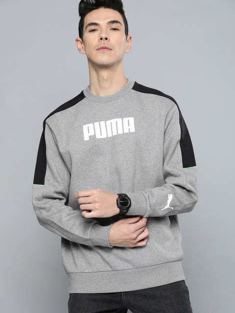 

Puma Men Grey Brand Logo Printed DryCell MODERN SPORTS Crew Sweatshirt