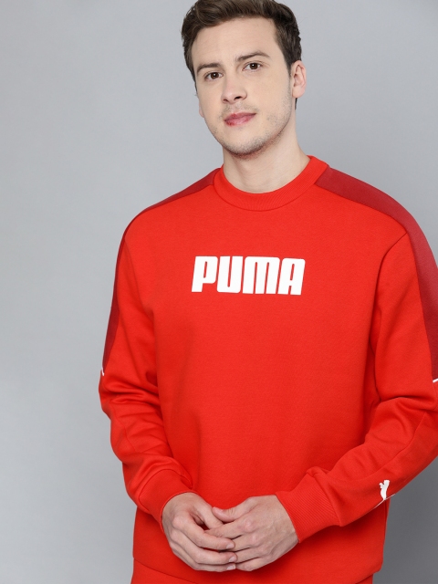 

Puma Men Red Brand Logo Printed DryCell MODERN SPORTS Crew Sweatshirt