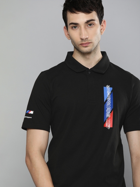 

PUMA Motorsport Men Black BMW M Motorsport Printed Polo Collar Pure Cotton T-shirt