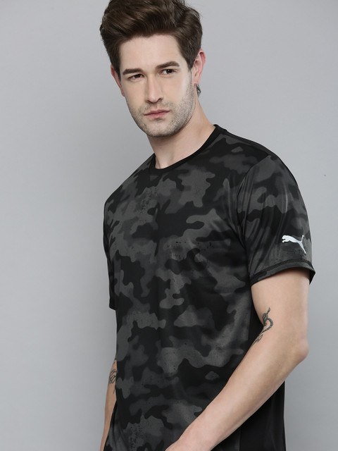 

Puma Men Black & Grey Camouflage Printed RUN Graphic T-shirt