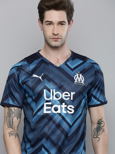 

Puma Men Blue DryCELL Printed OM Away V-Neck Replica T-shirt