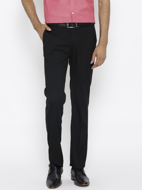 

Arrow New York Men Black Solid Slim Flat-Front Formal Trousers