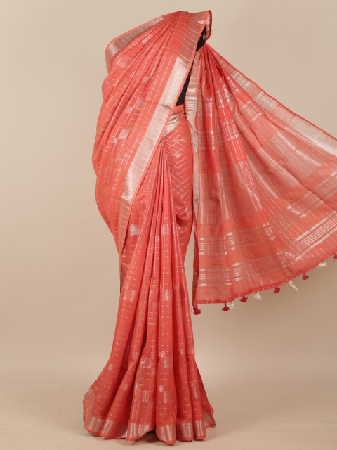 

Pothys Orange & Gold-Toned Woven Design Saree