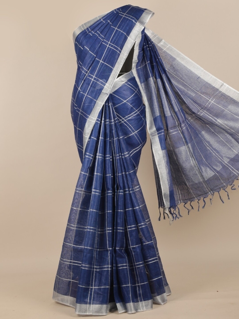 

Pothys Blue & Grey Checked Saree