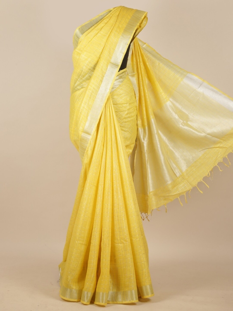 

Pothys Yellow & Silver-Toned Woven Design Saree