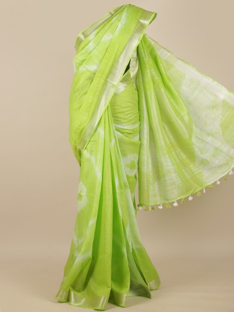 

Pothys Green & Silver-Toned Woven Design Saree