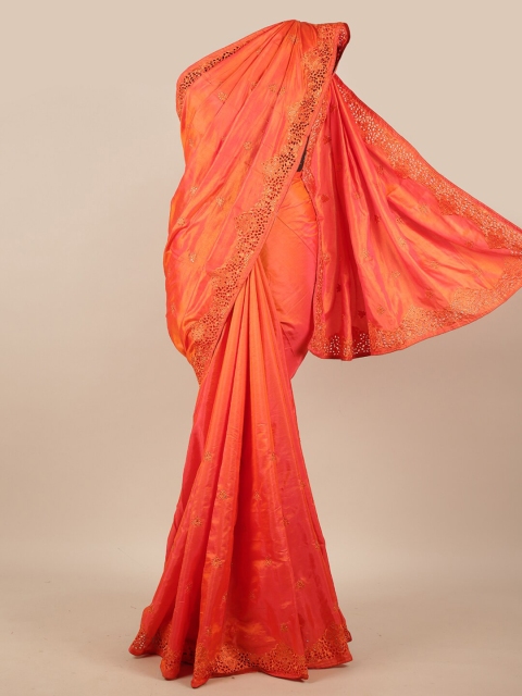 

Pothys Orange Embellished Beads & Stones Sana Silk Saree