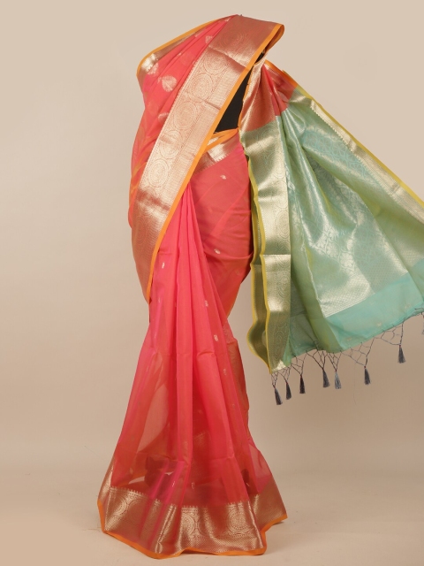 

Pothys Pink & Gold-Toned Ethnic Motifs Saree