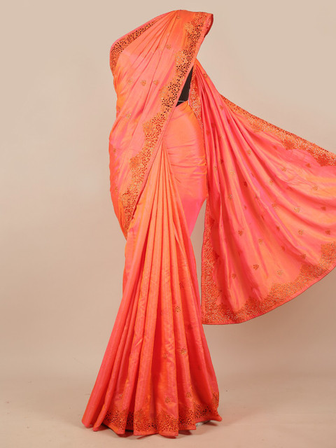 

Pothys Pink Embellished Beads & Stones Art Silk Saree
