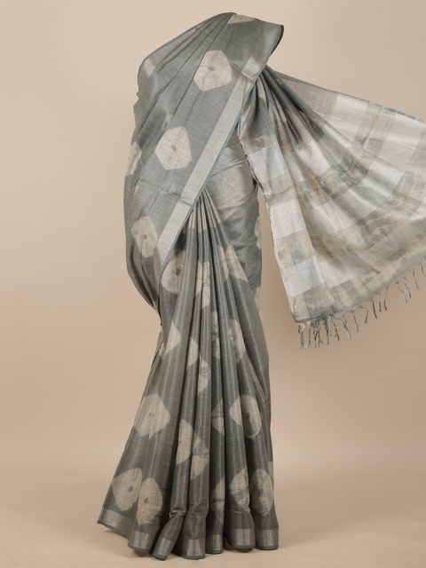 

Pothys Grey & Off White Tie and Dye Zari Detail Saree