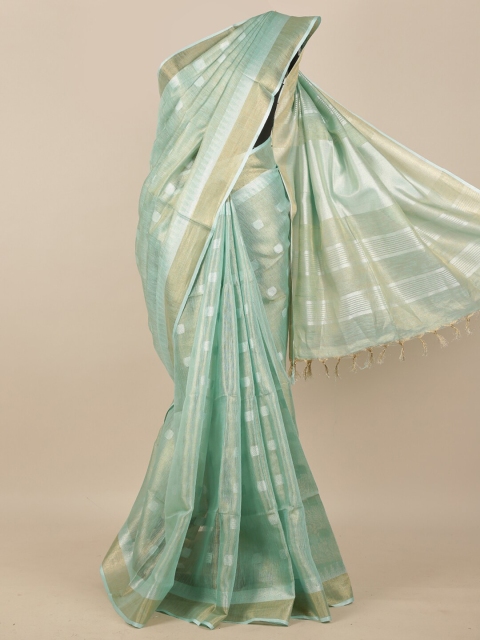 

Pothys Green Woven Design Linen Blend Saree