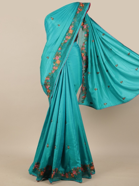 

Pothys Blue Embellished Beads and Stones Art Silk Saree