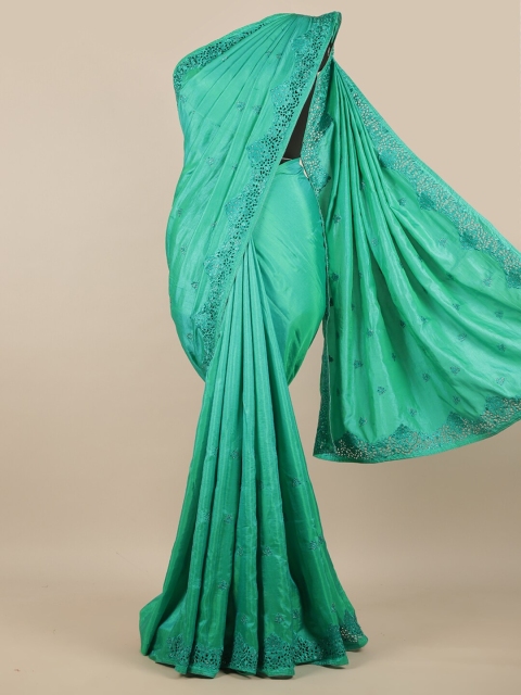 

Pothys Green Embellished Beads and Stones Art Silk Saree