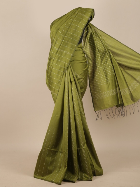 

Pothys Green Striped Silk Blend Saree