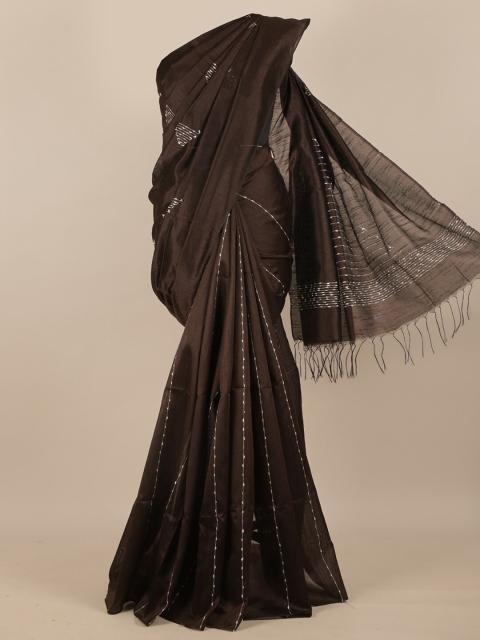 

Pothys Black & White Silk Blend Saree