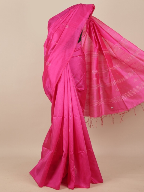 

Pothys Pink Embroidered Silk Blend Saree