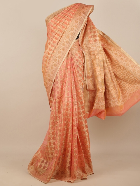 

Pothys Peach-Coloured Woven Design Supernet Saree