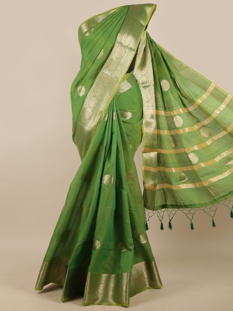 

Pothys Green & Gold-Coloured Ethnic Motifs Zari Saree